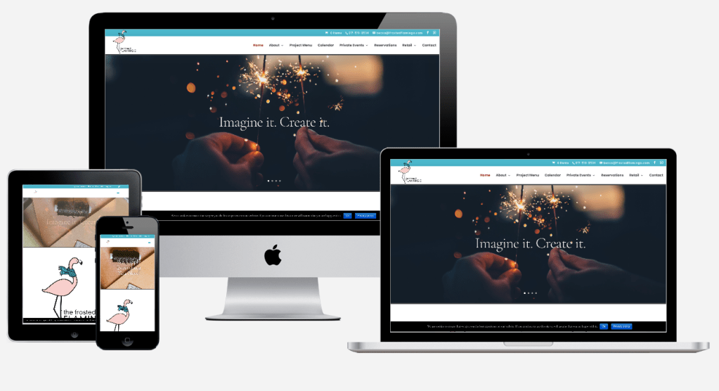 frosted flamingo website mockup
